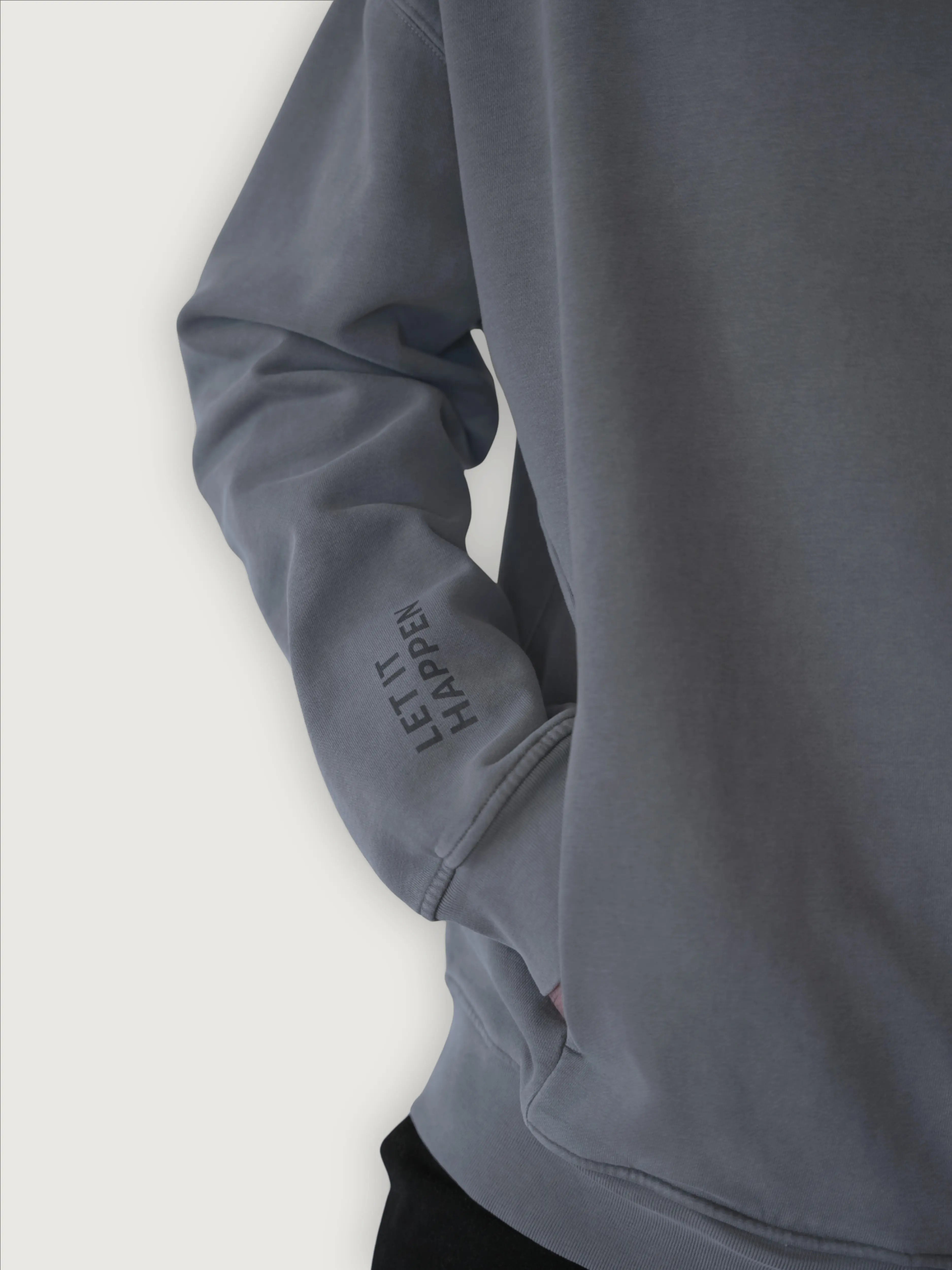 Let It Happen hoodie detail shot — Water Element Collection